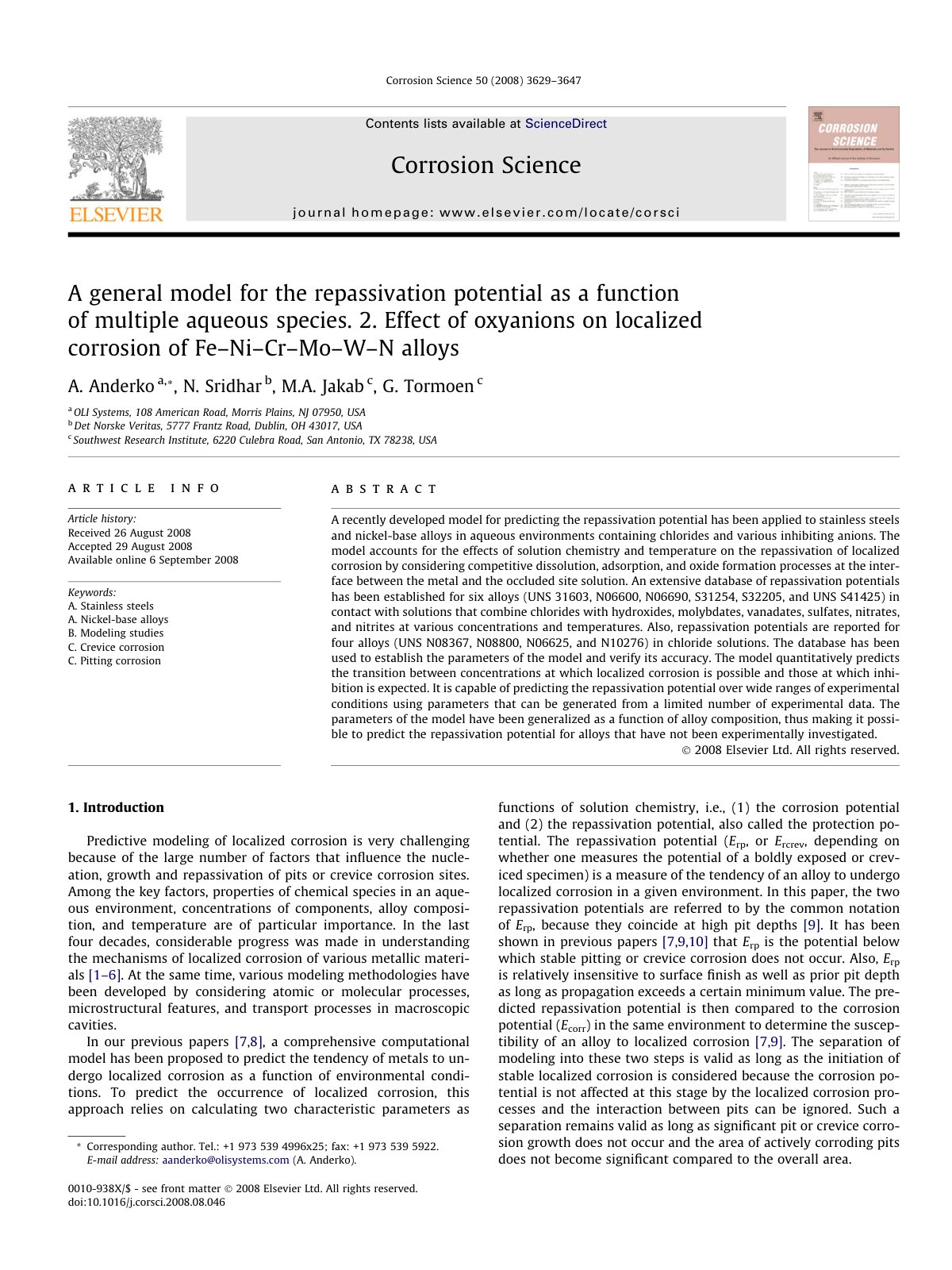 First page of A general model for the repassivation po