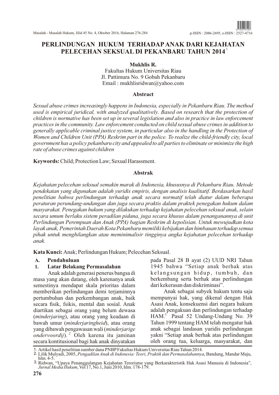 First page of Perlindungan Hukum Terhadap Anak Dari Ke