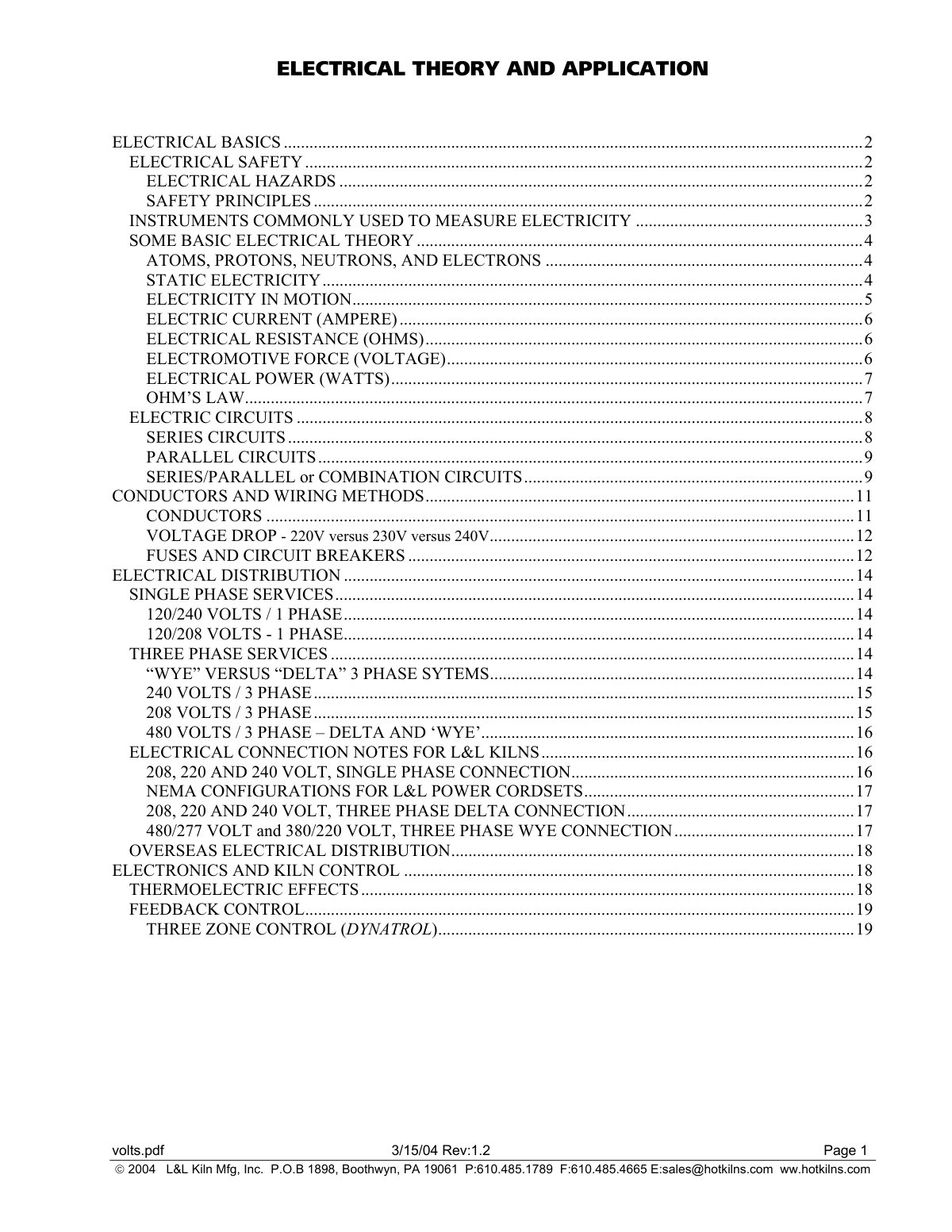 First page of ELECTRICAL THEORY AND APPLICATION