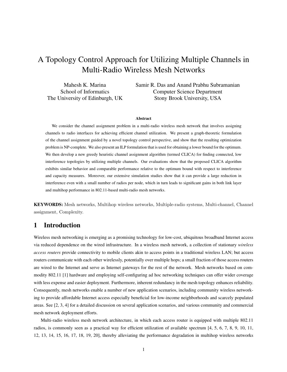 First page of A topology control approach for utilizin