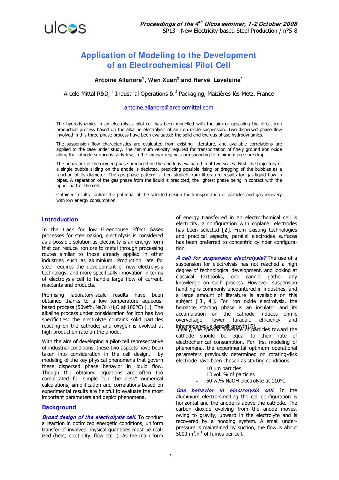 First page of Application of Modeling to the Developme