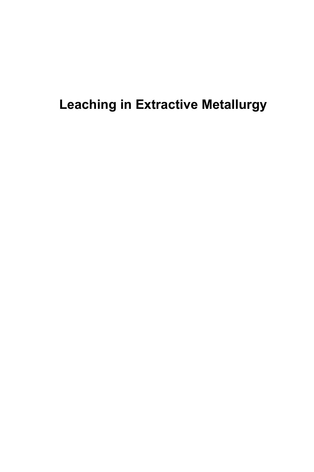 First page of Leaching in Extractive Metallurgy