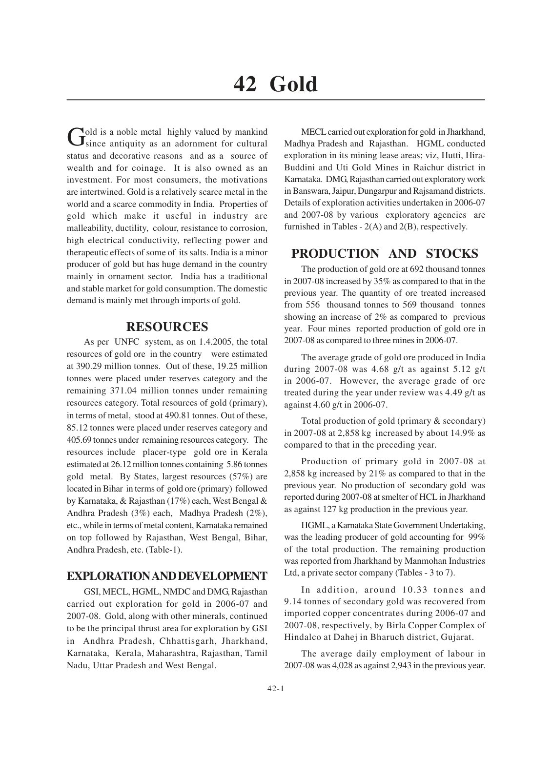 First page of Gold Resources and Exploration in India