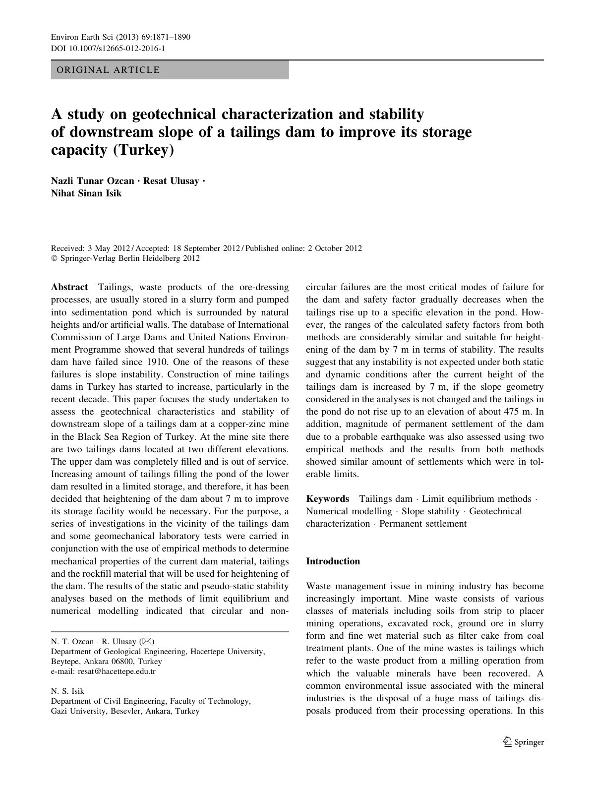 First page of A study on geotechnical characterization