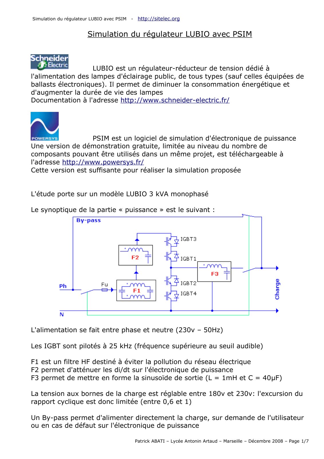 First page of simulation lubio
