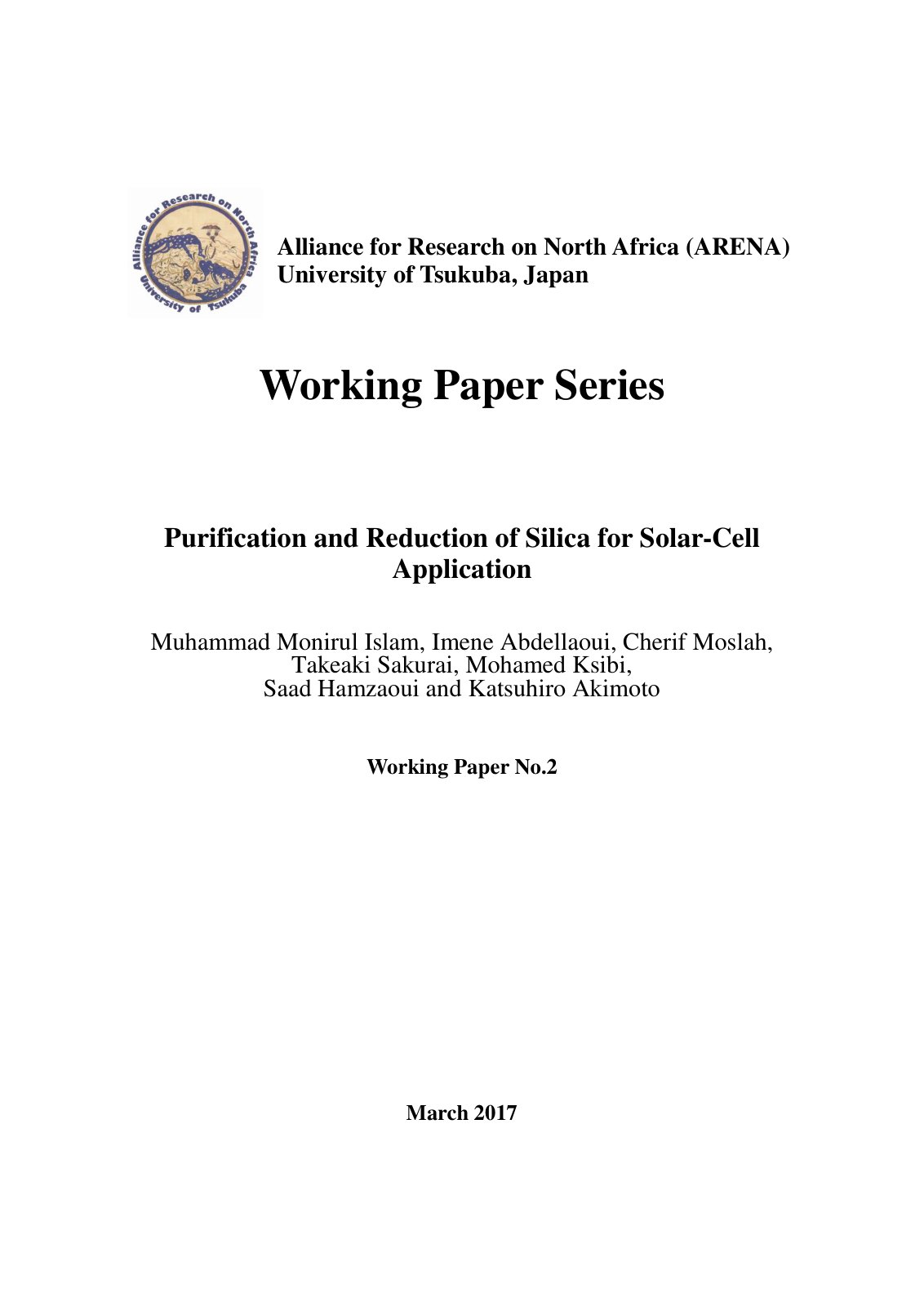First page of Working Paper Series Purification and Re
