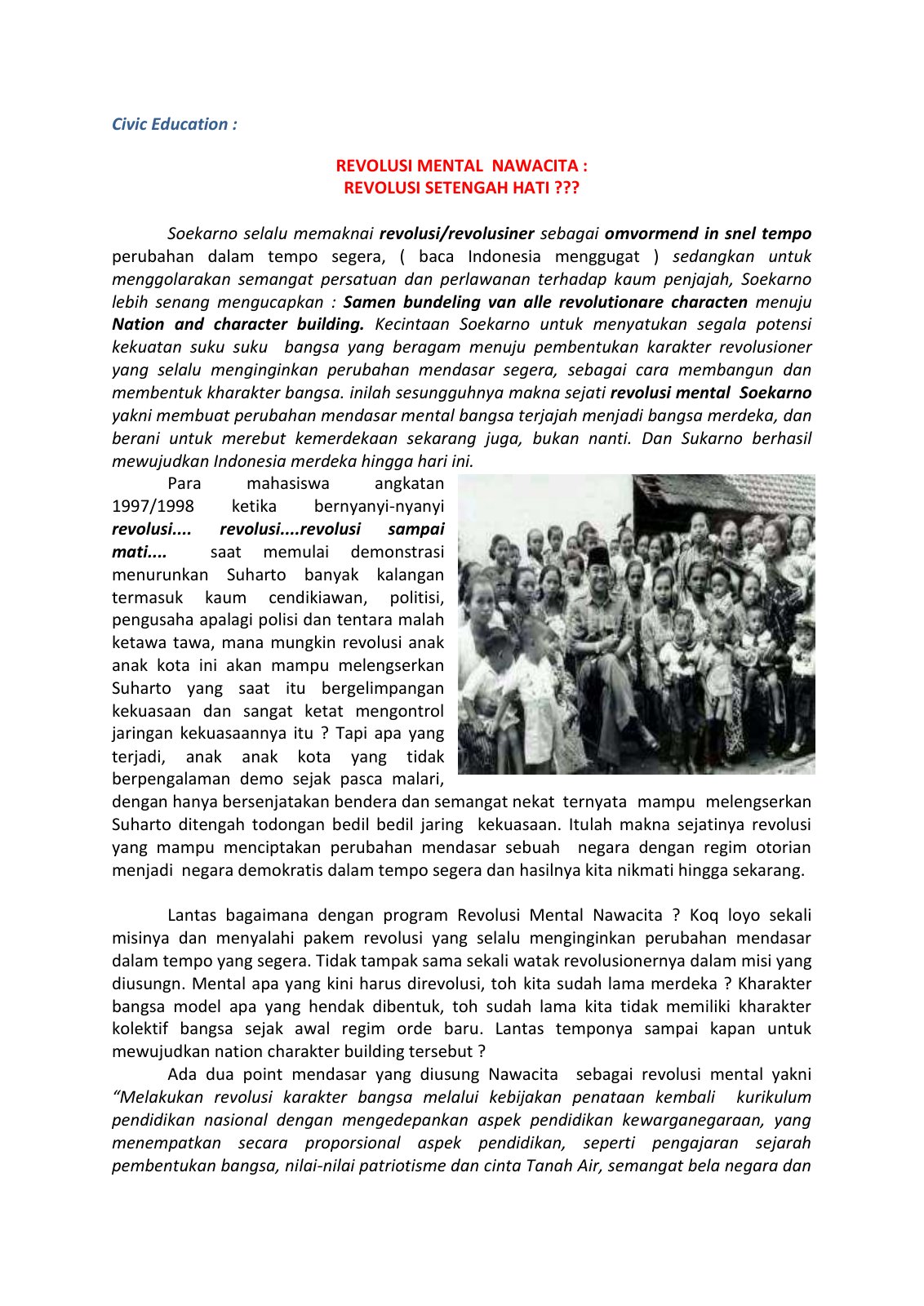 First page of Revolusi Mental Nawacita Revolusi seteng