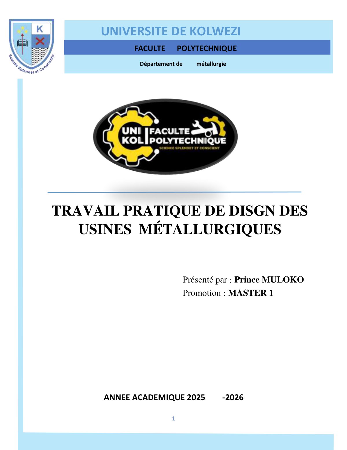 First page of Design d'usines métallurgiques