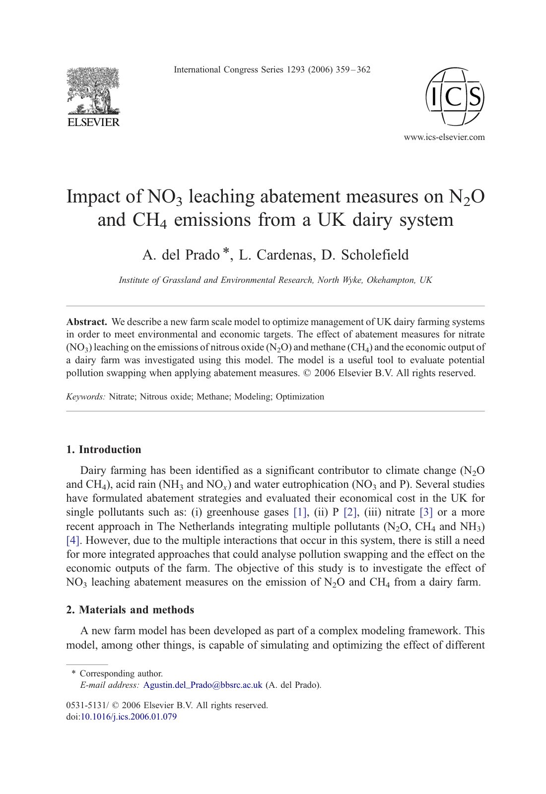First page of Impact of NO3 leaching abatement measure