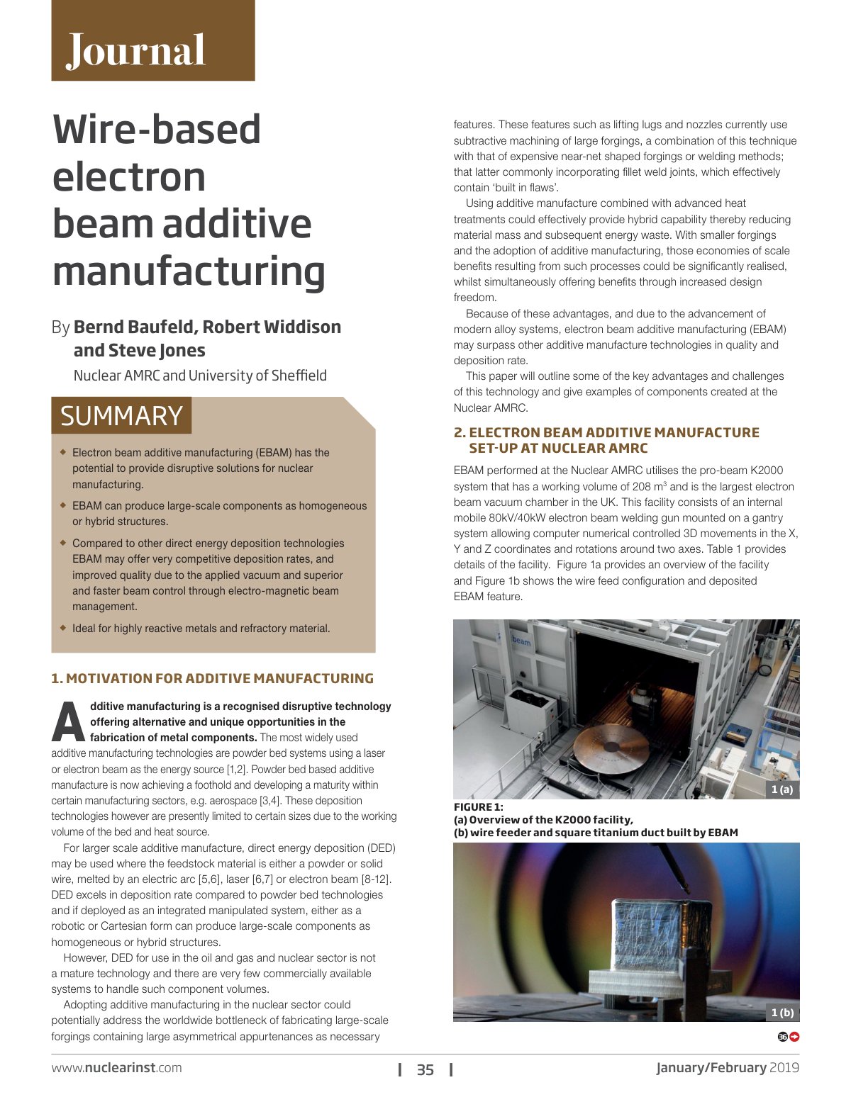 First page of Wire based electron beam additive manufa