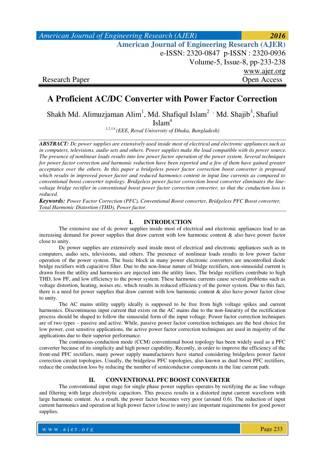 First page of A Proficient AC/DC Converter with Power Factor Correction