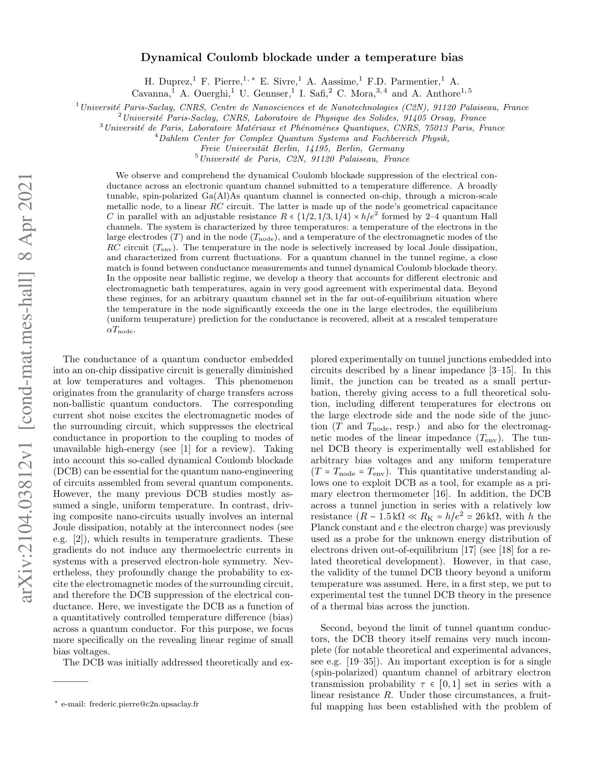 First page of Dynamical Coulomb blockade under a tempe