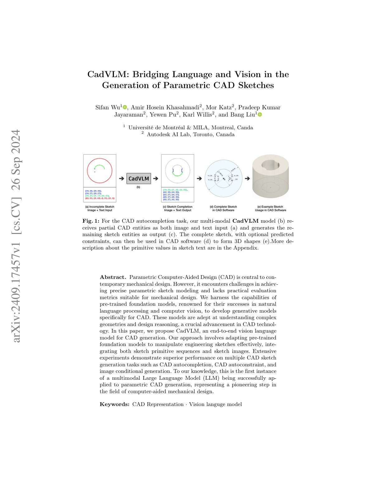 First page of 2024 Wu CadVLM Parametric CAD Sketches (1)