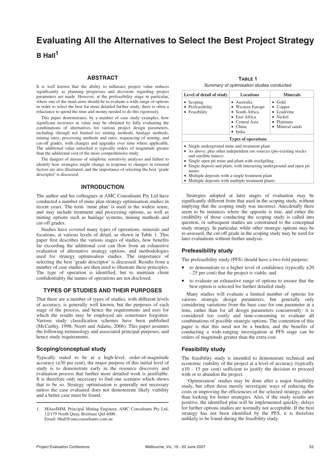 First page of Evaluating All the Alternatives to Select the Best Project Strategy