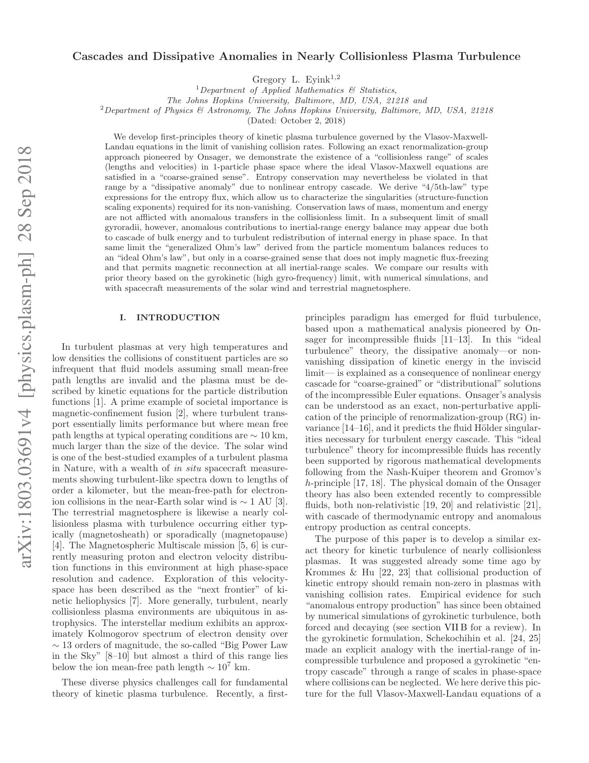 First page of Cascades and Dissipative Anomalies in Ne