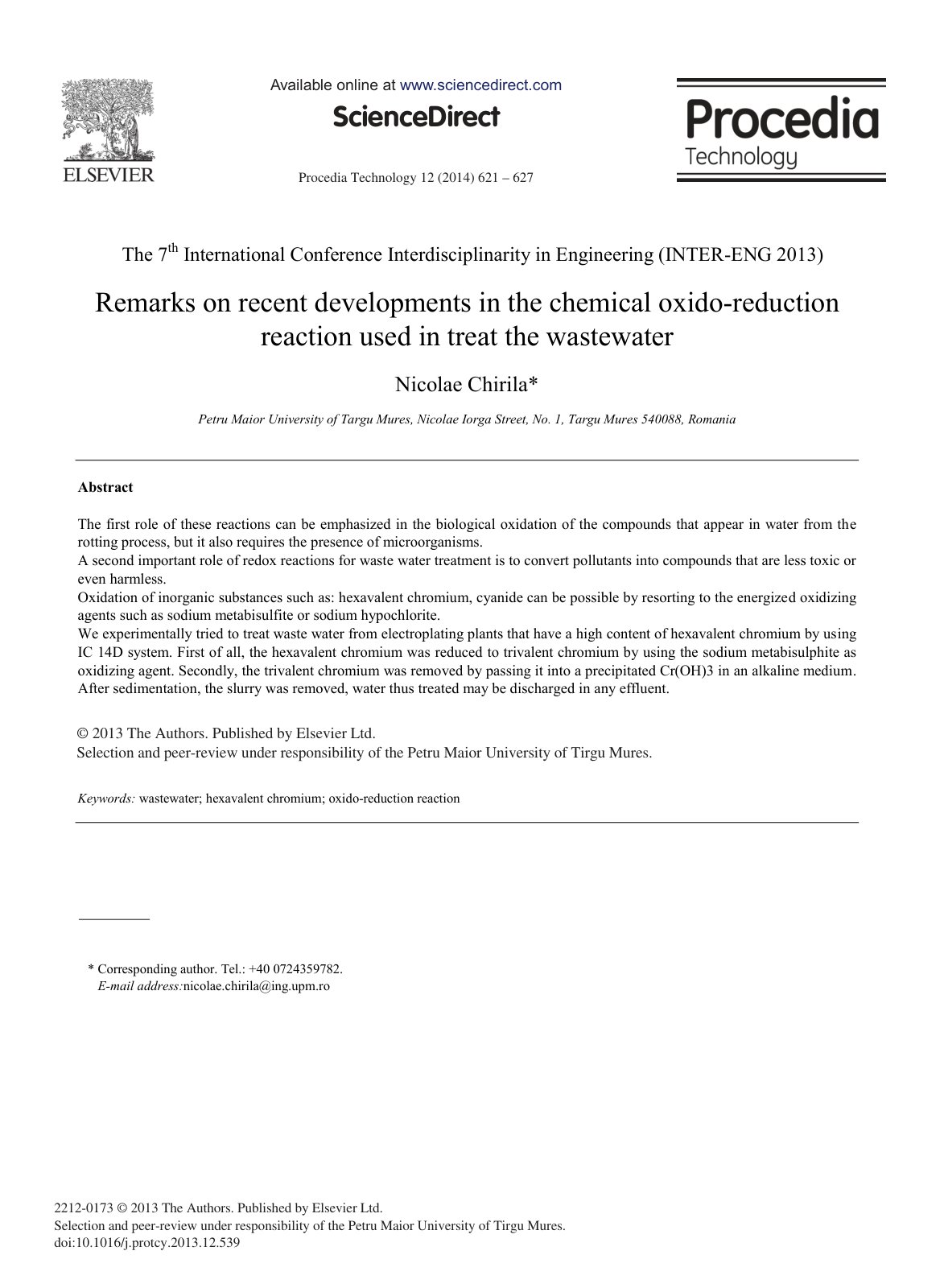 First page of Remarks on Recent Developments in the Ch