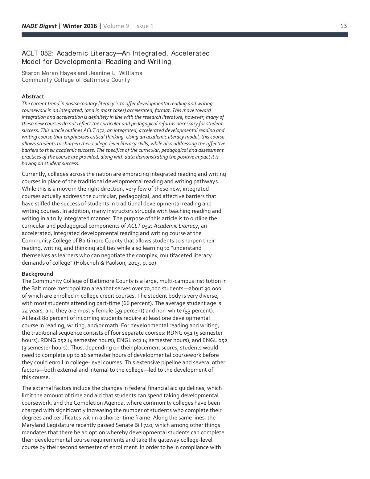 First page of ACLT 052 Academic Literacy An Integrated