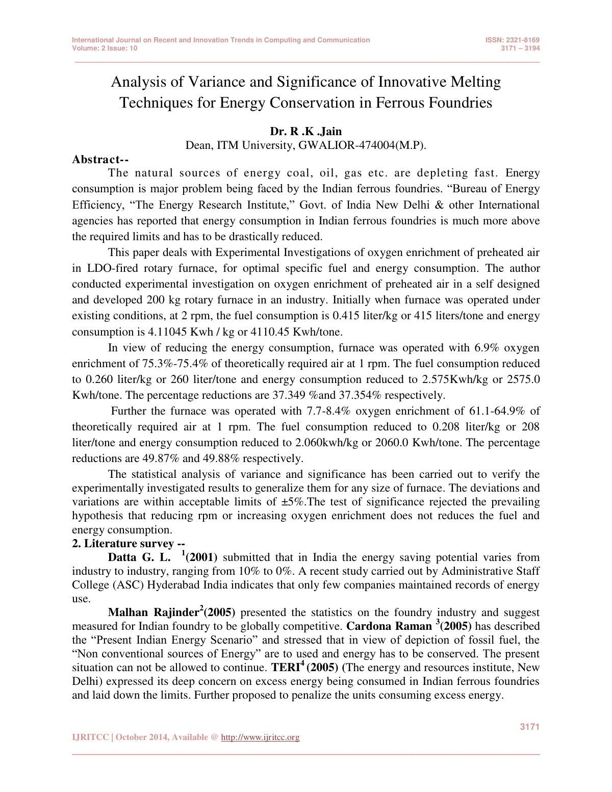 First page of Analysis of Variance and Significance of