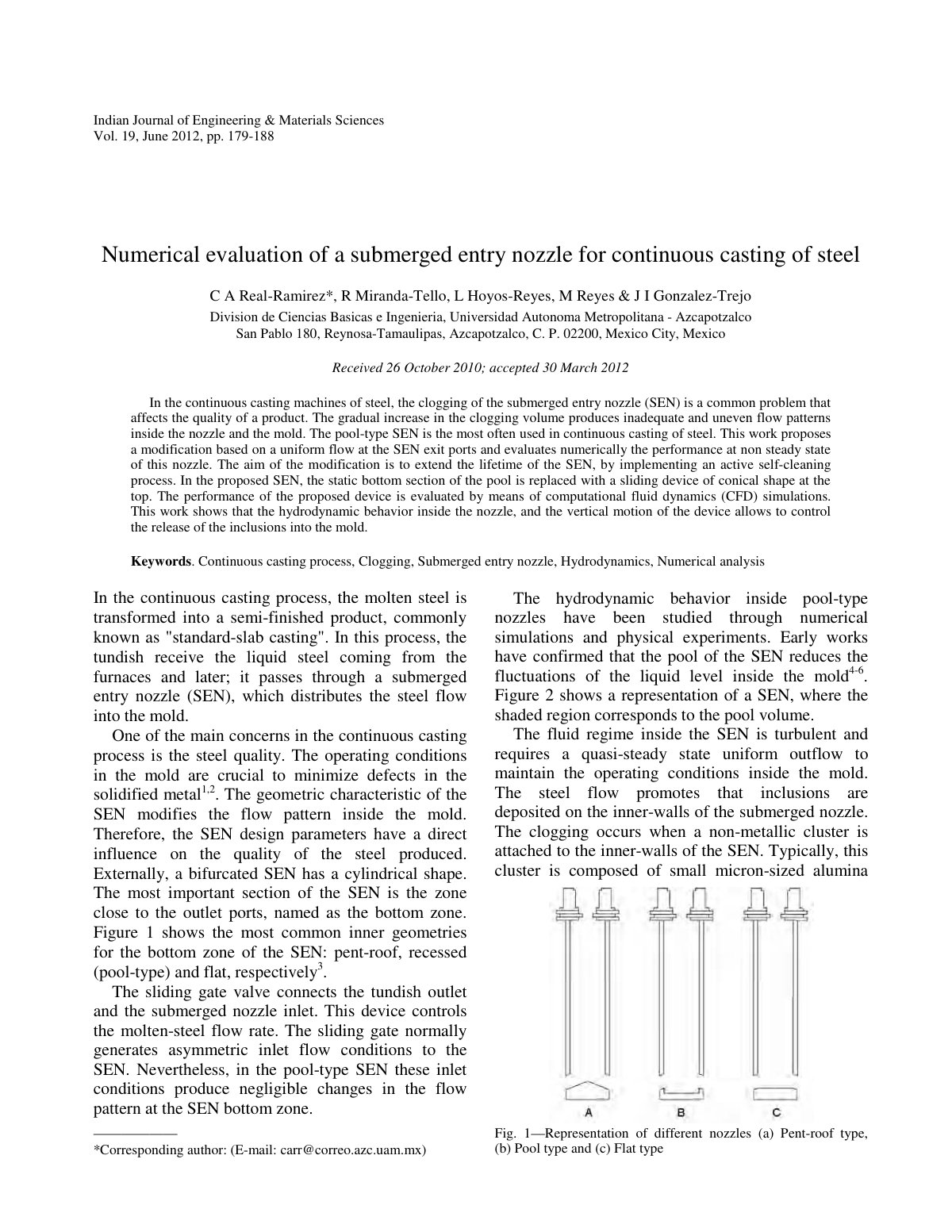 First page of Numerical evaluation of a submerged entr