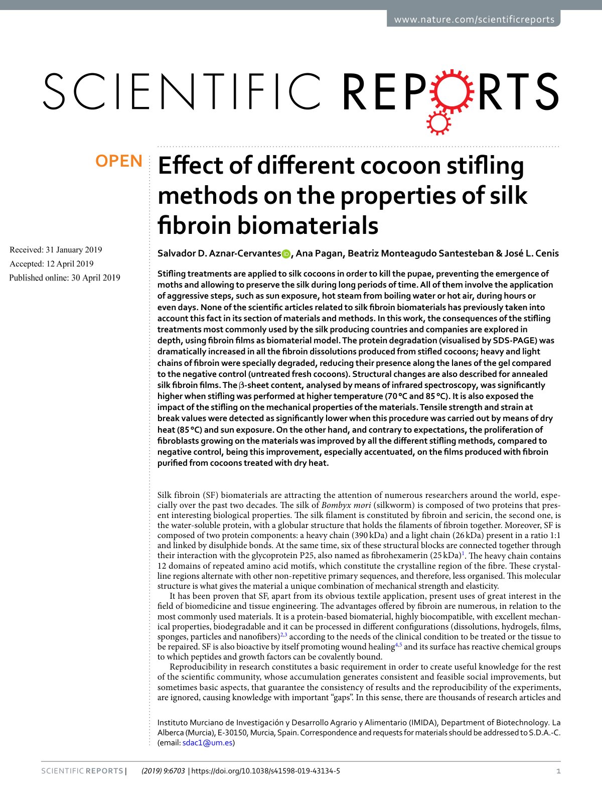 First page of Effect of different cocoon stifling meth