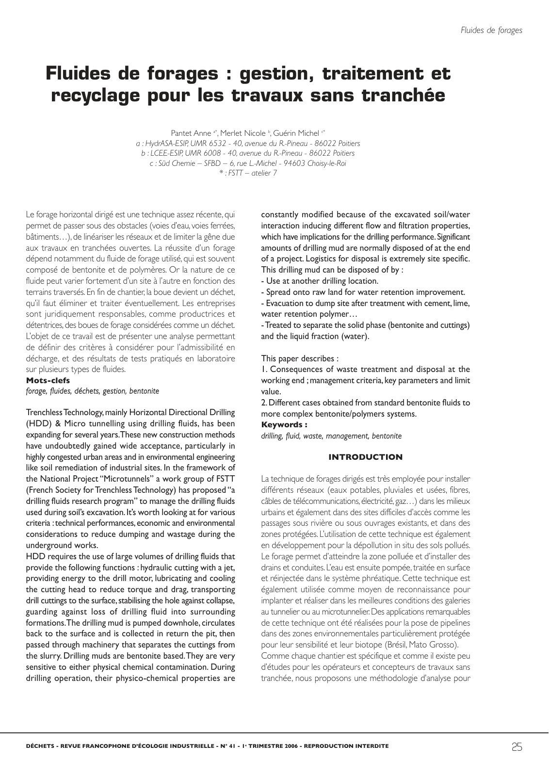 First page of Fluides de forages