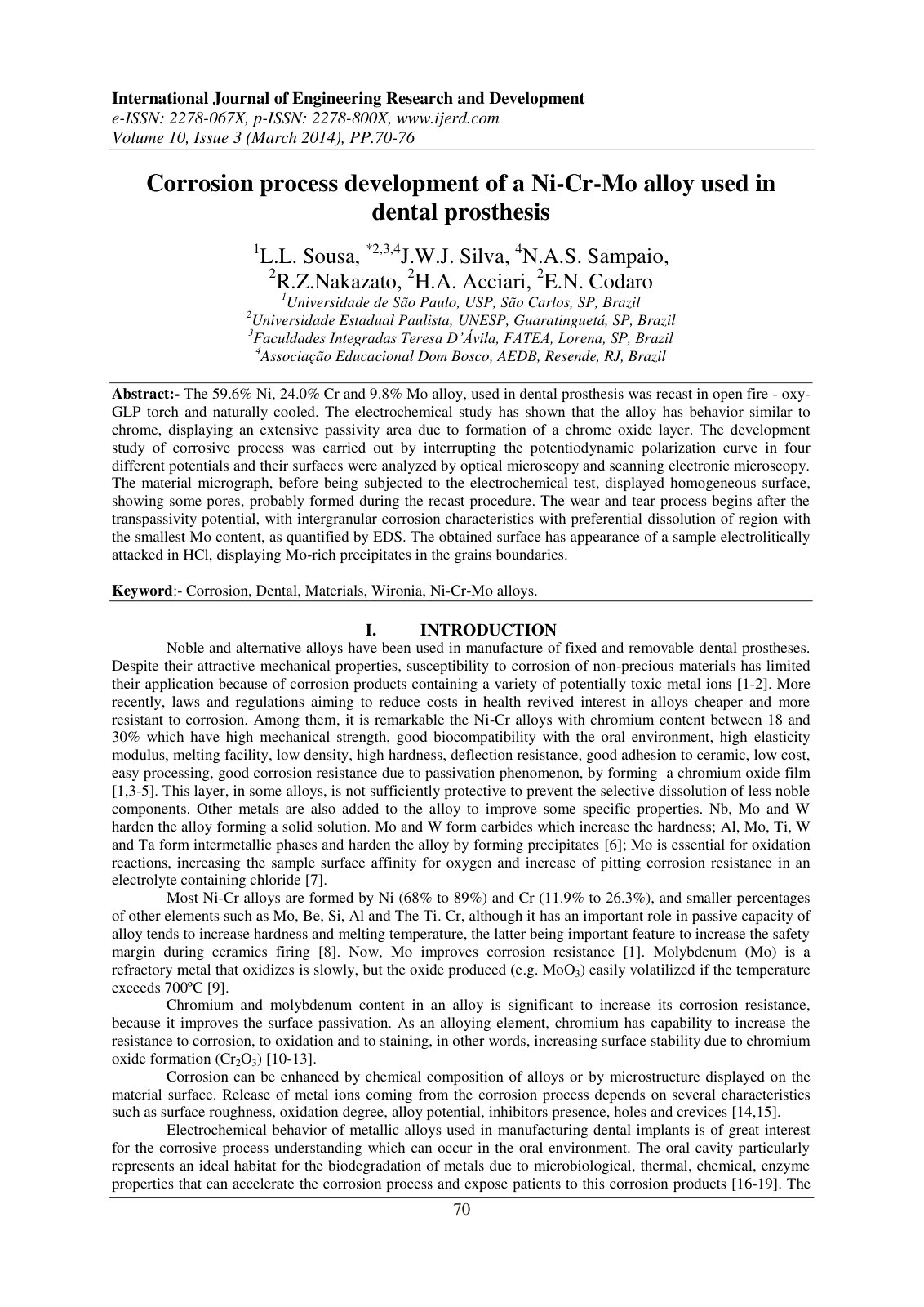 First page of Corrosion Process Development Of A Ni Cr