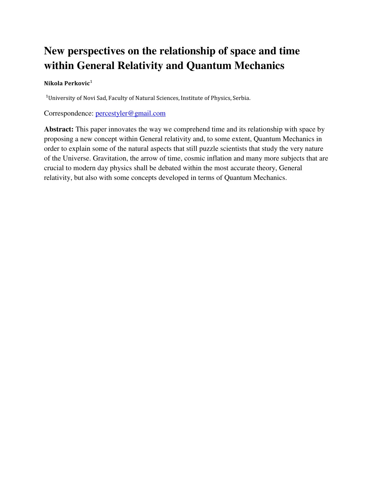 First page of New Perspectives on the Relationship of
