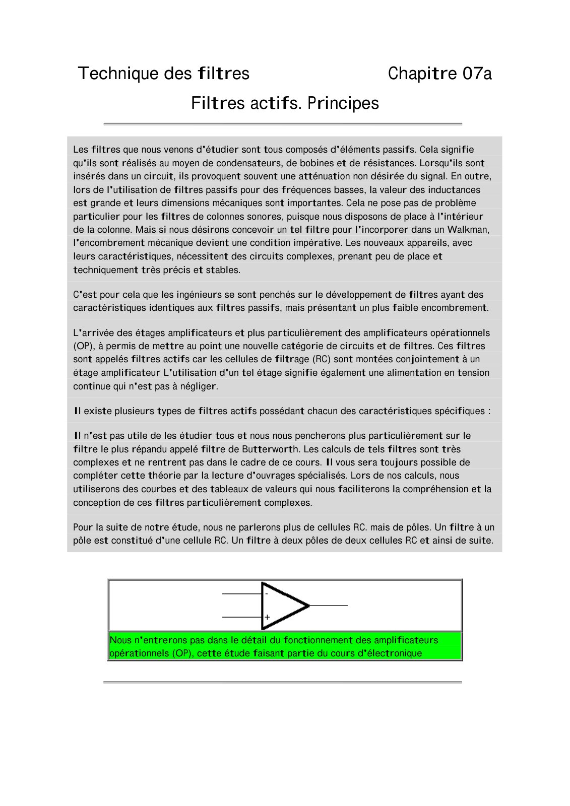 First page of actifs