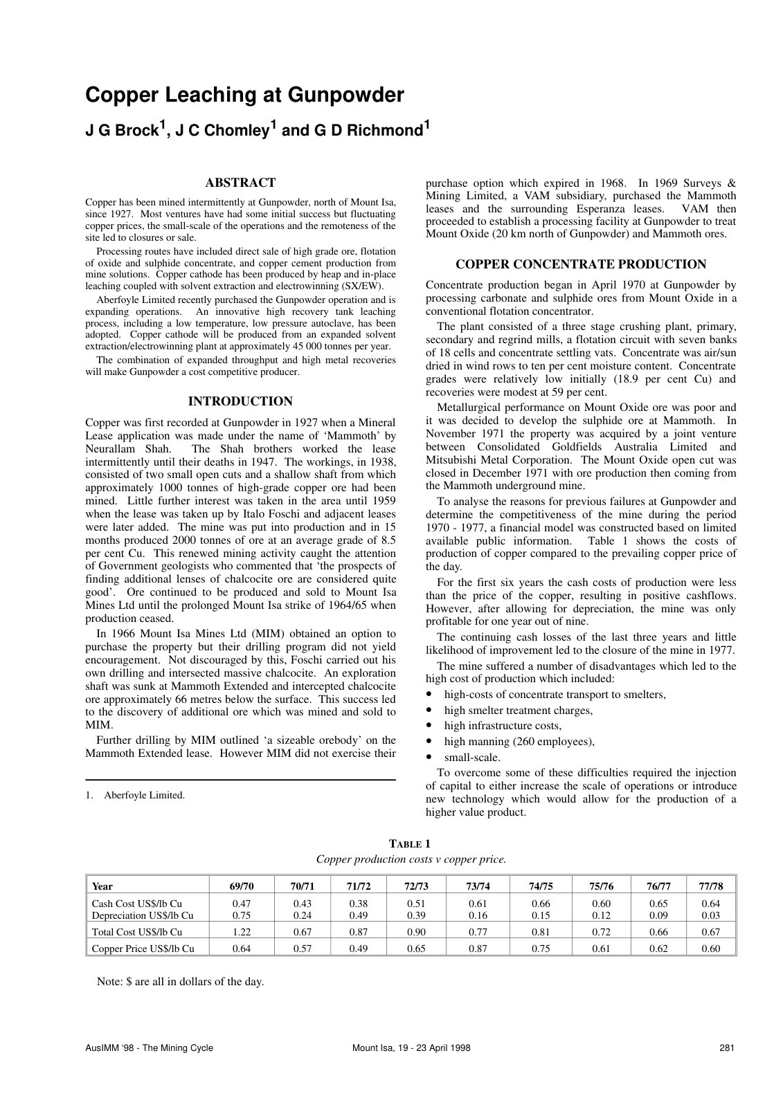 First page of Copper Leaching at Gunpowder