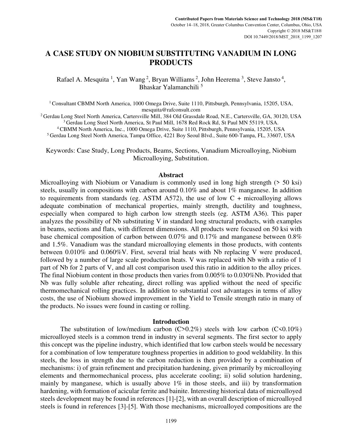 First page of A CASE STUDY ON NIOBIUM SUBSTITUTING VANADIUM IN LONG PRODUCTS