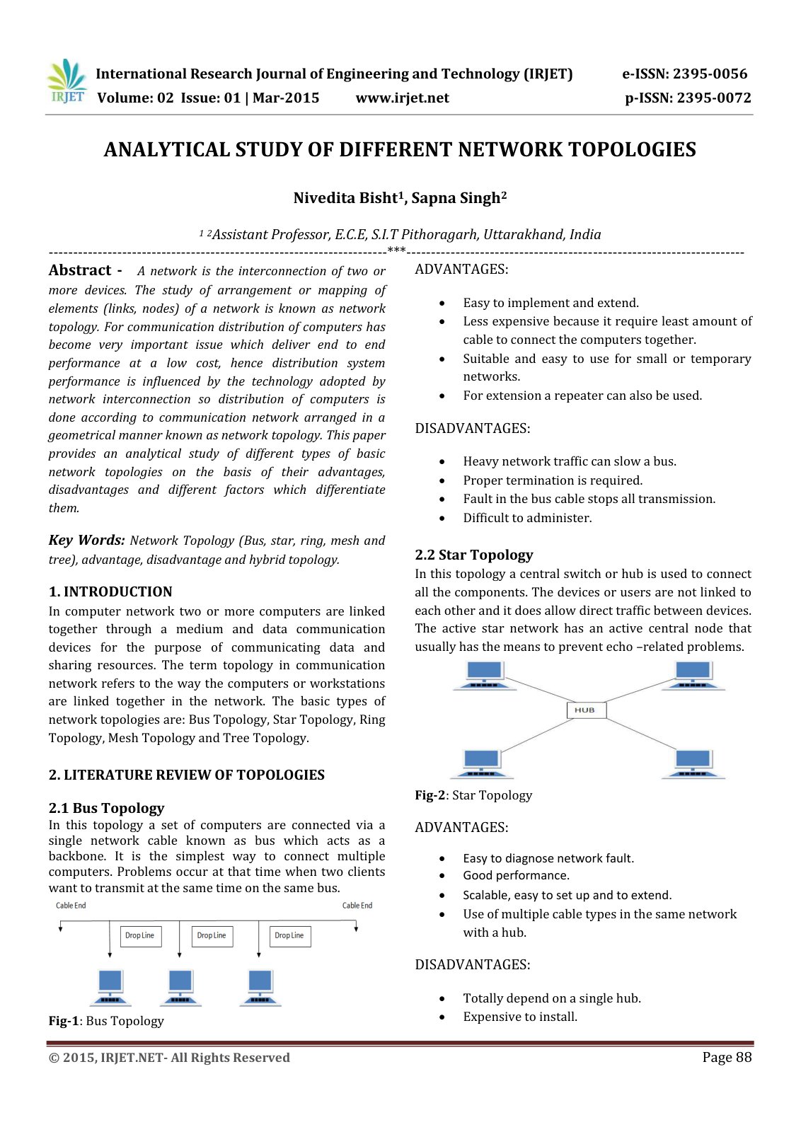 First page of IRJET ANALYTICAL STUDY OF DIFFERENT NETW