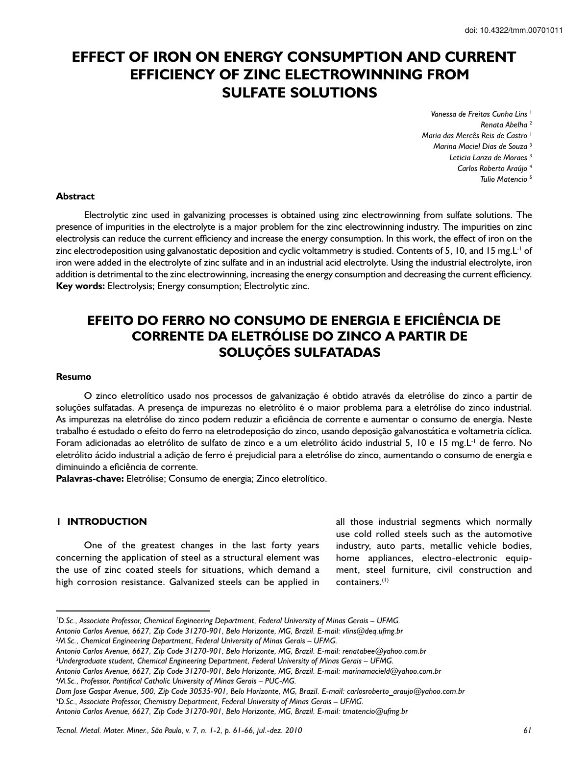 First page of EFFECT OF IRON ON ENERGY CONSUMPTION AND