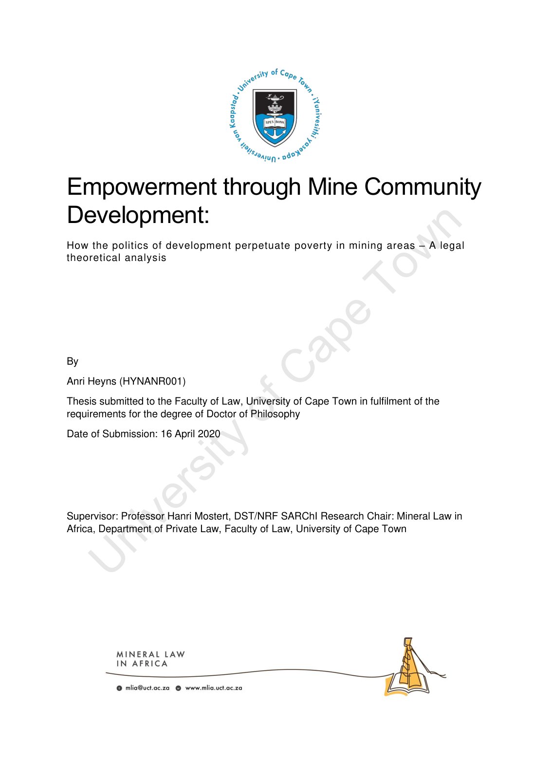 First page of Empowerment through mine community devel