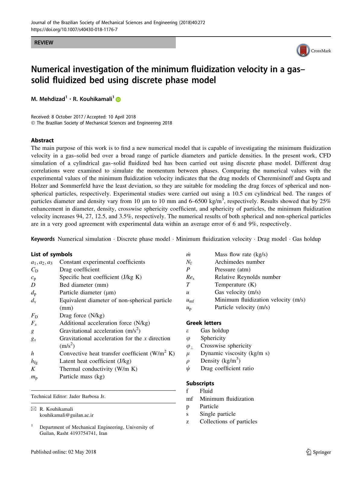 First page of Numerical investigation of the minimum f