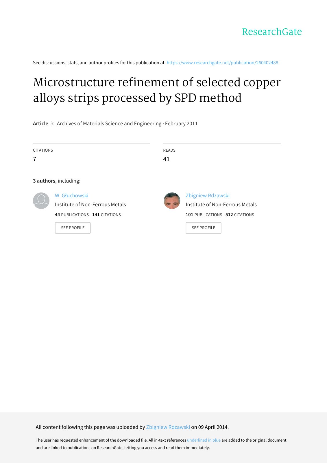 First page of Microstructure refinement of selected co