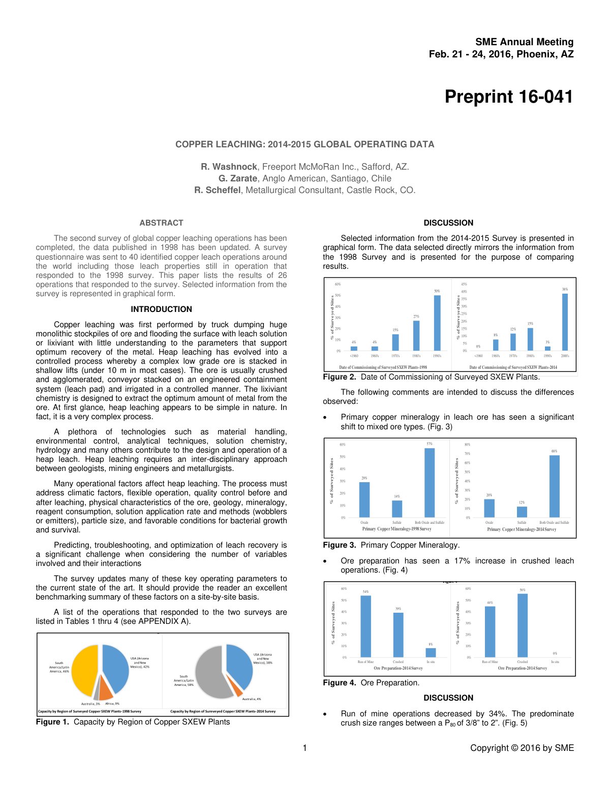 First page of COPPER LEACHING: 2014-2015 GLOBAL OPERATING DATA