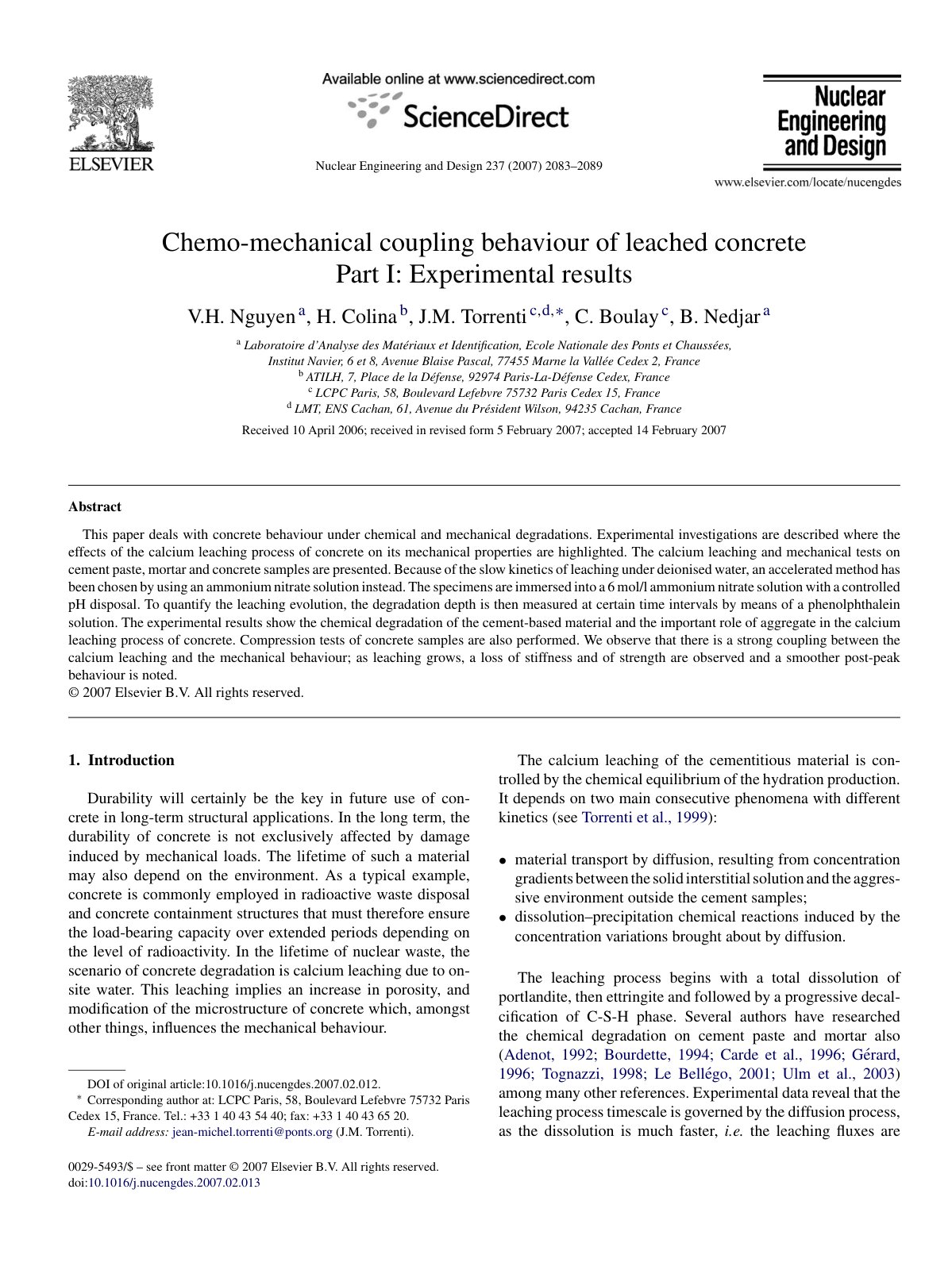 First page of Chemo mechanical coupling behaviour of l