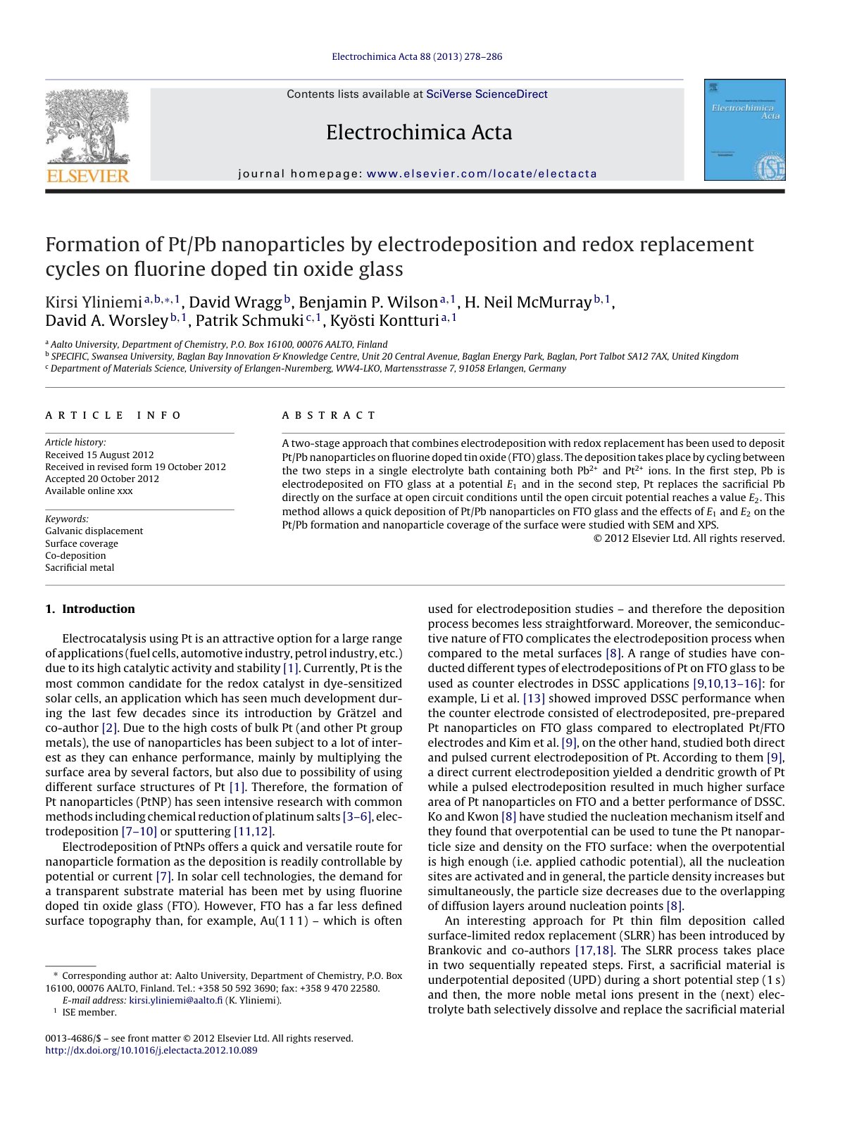 First page of Formation of Pt Pb Nanoparticles by Elec