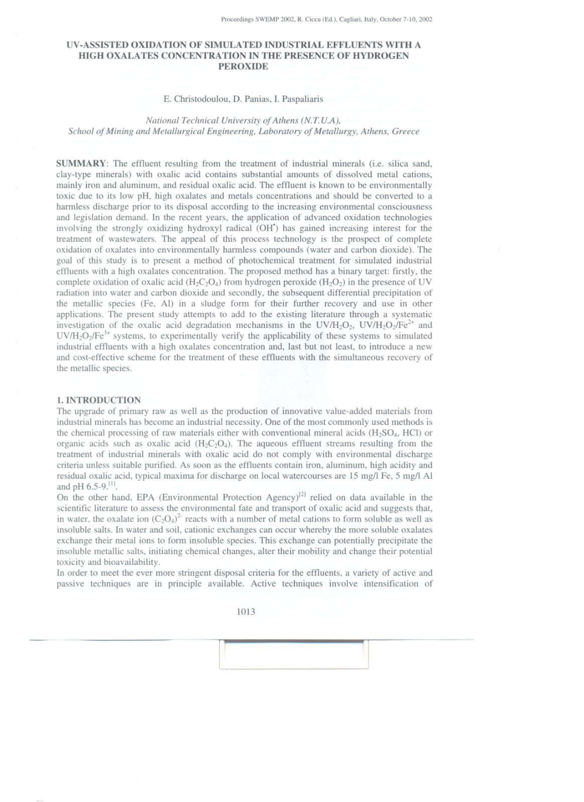 First page of Uv Assisted Oxidation of Simulated Indus