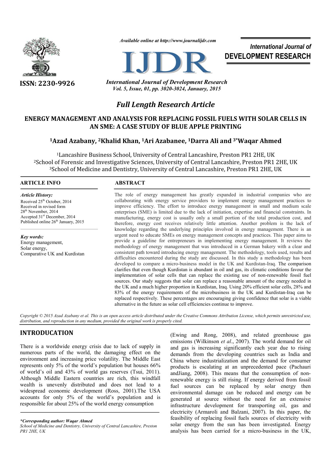 First page of Full Length Research Article ENERGY MANA