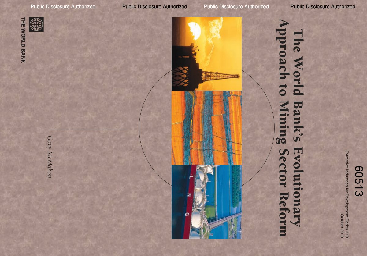First page of The World Bank’s Evolutionary Approach to Mining Sector Reform
