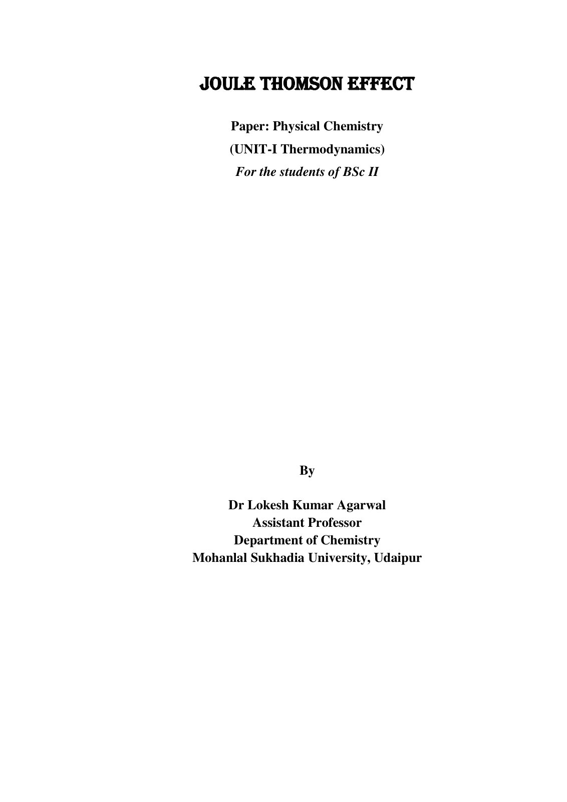First page of 1535 Joule Thomson Effect