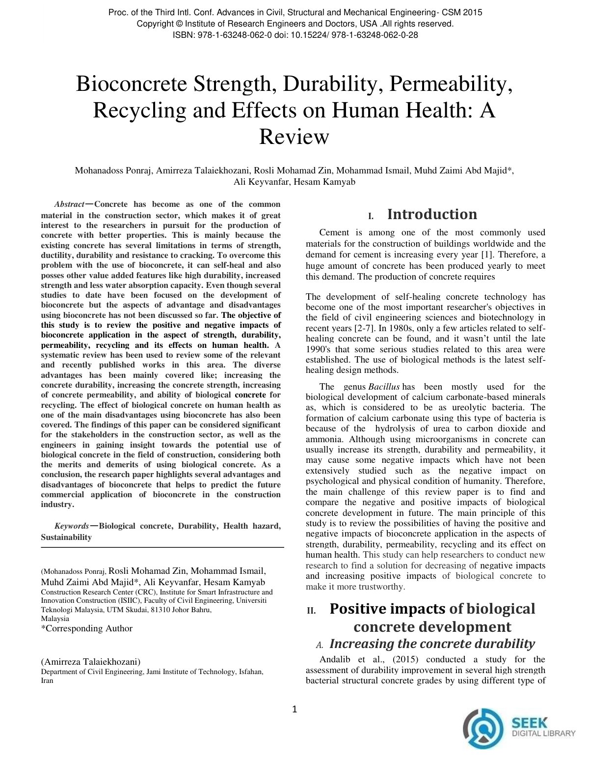 First page of Bioconcrete Strength Durability Permeabi