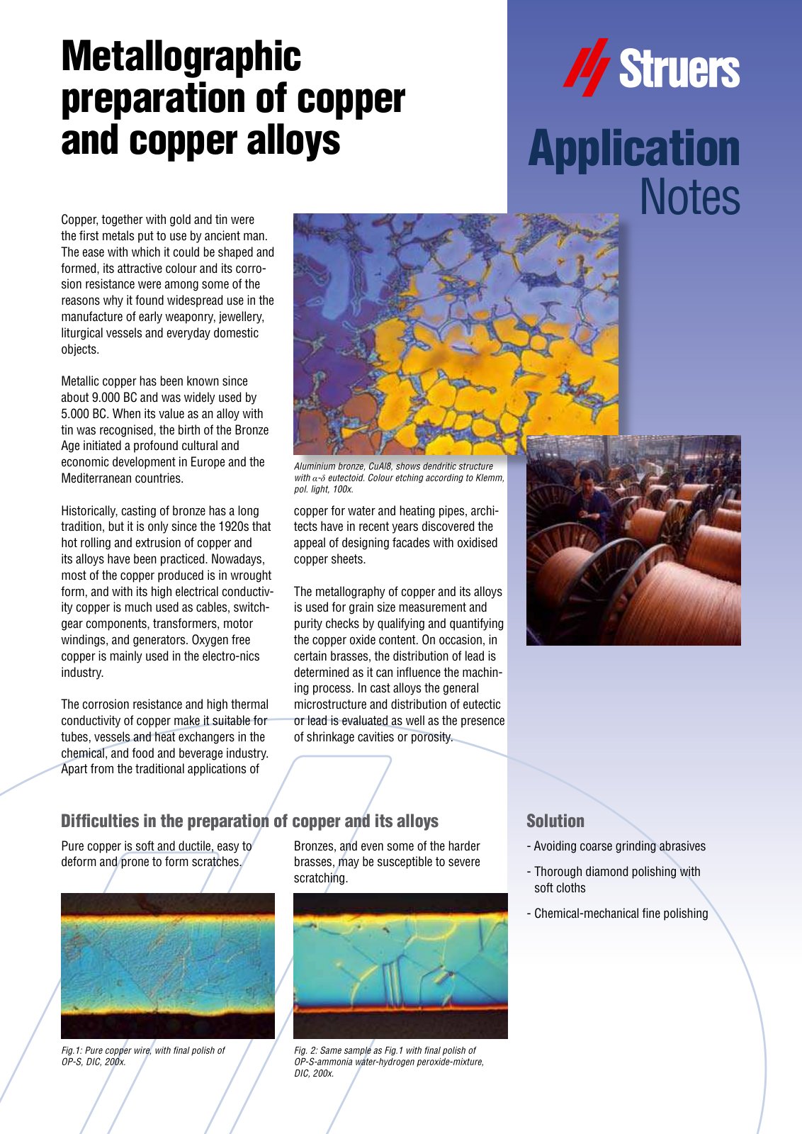First page of Application Note Copper metallography pd