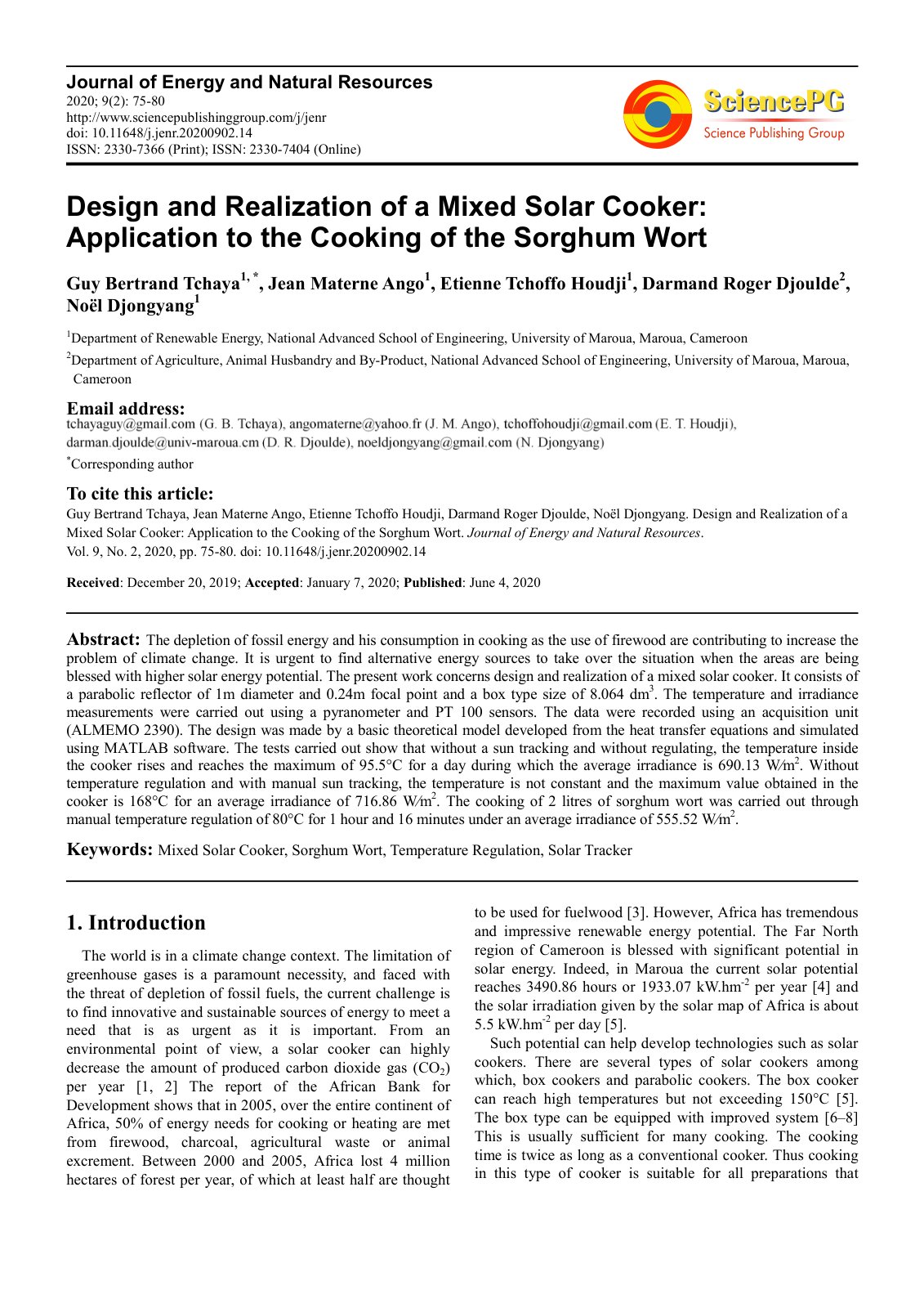 First page of Design and Realization of a Mixed Solar
