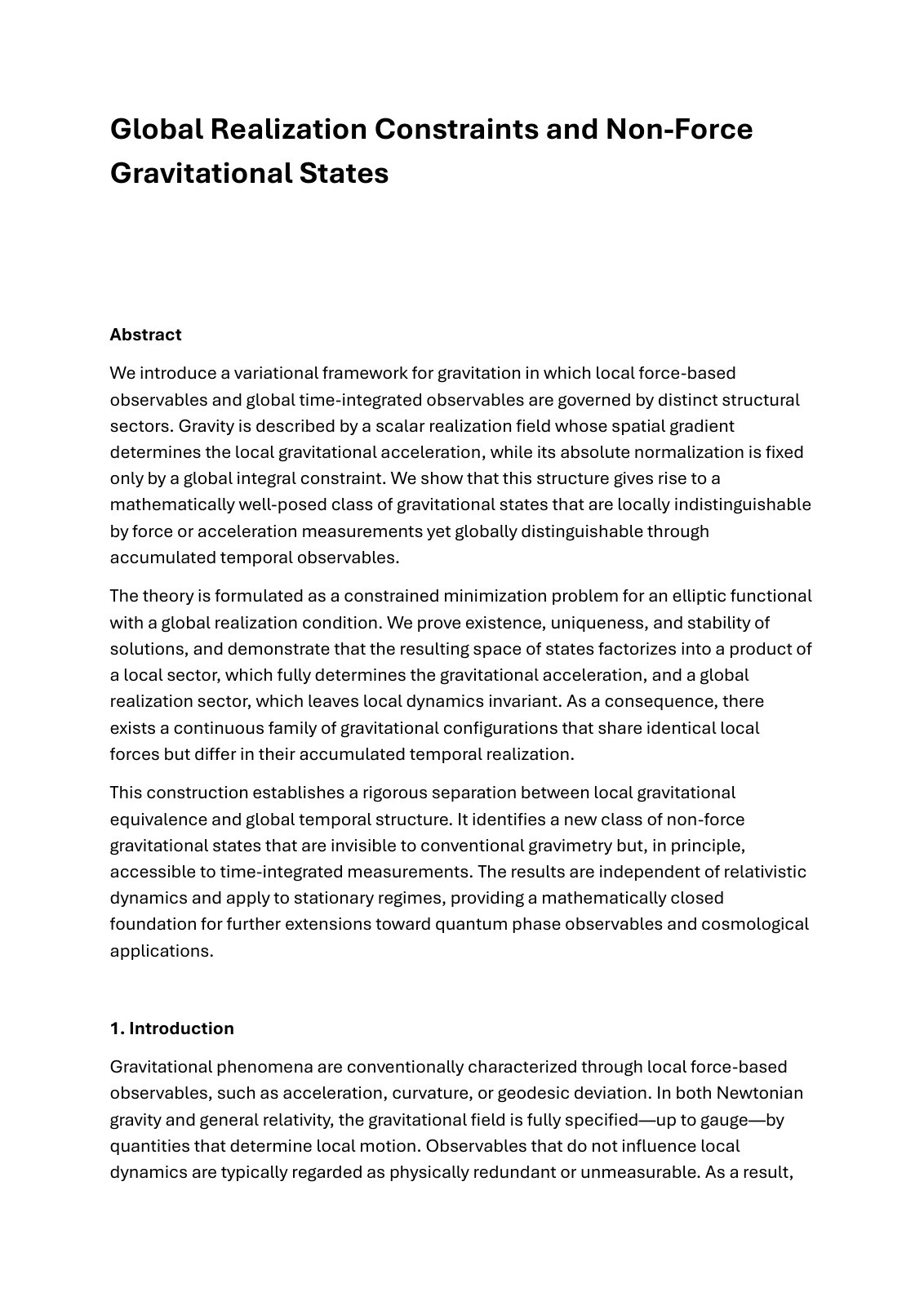 First page of Global Realization Constraints and Non F