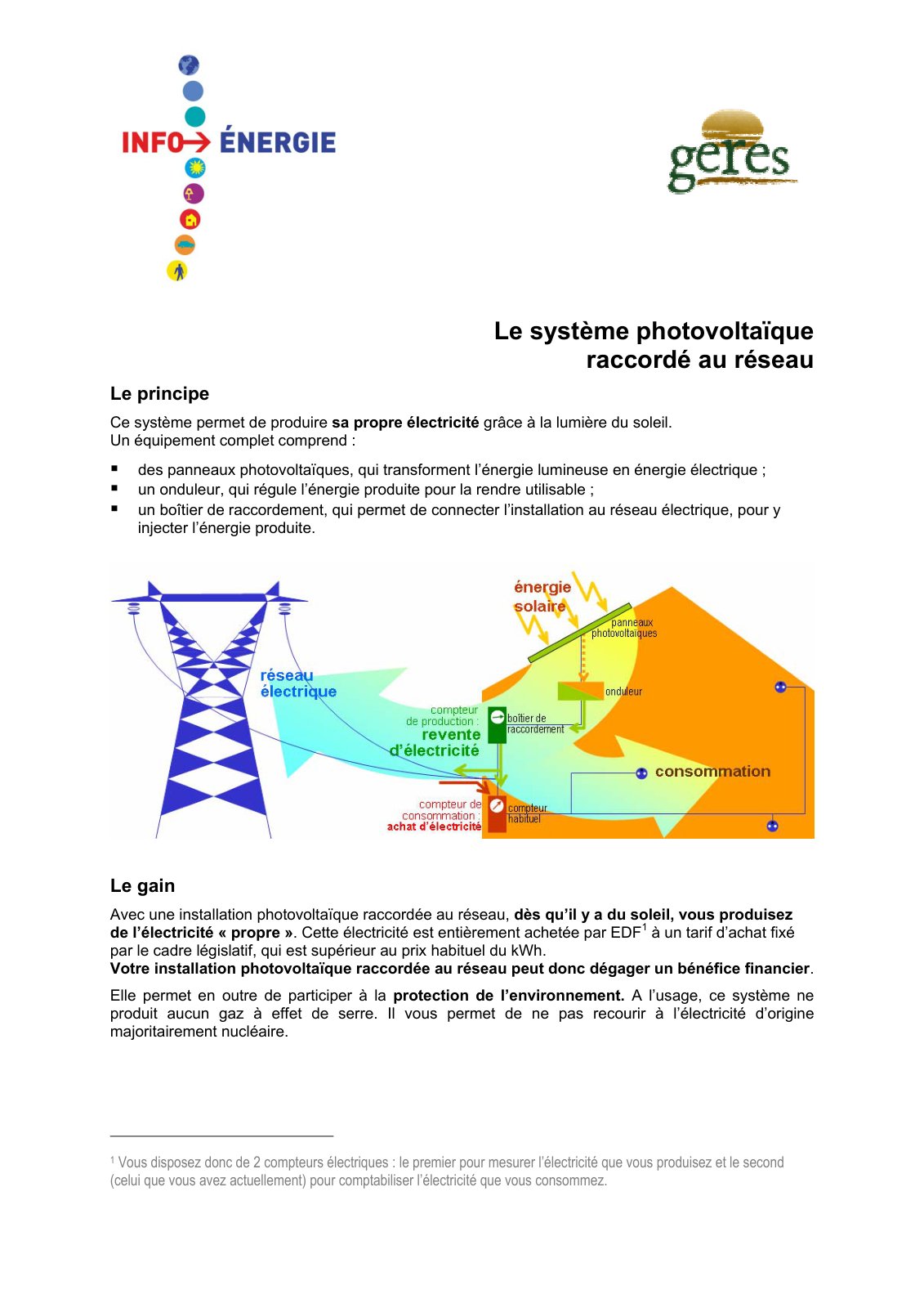 First page of Le système photovoltaïque raccordé au réseau