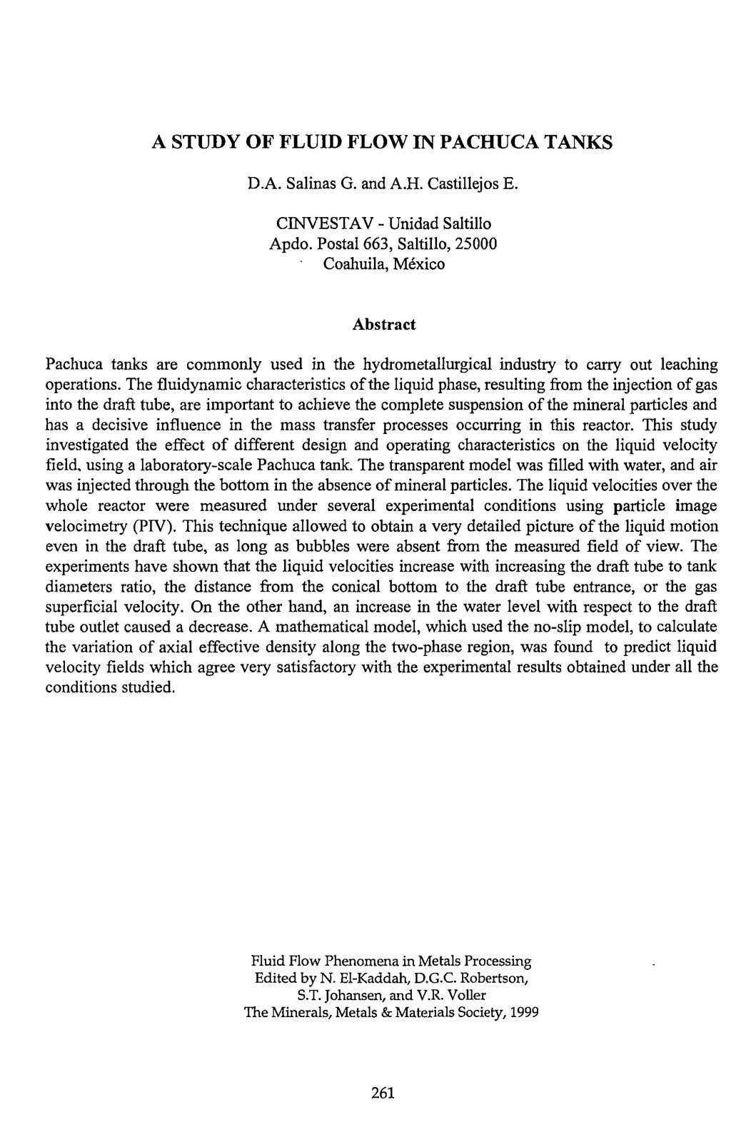 First page of A STUDY OF FLUID FLOW IN PACHUCA TANKS