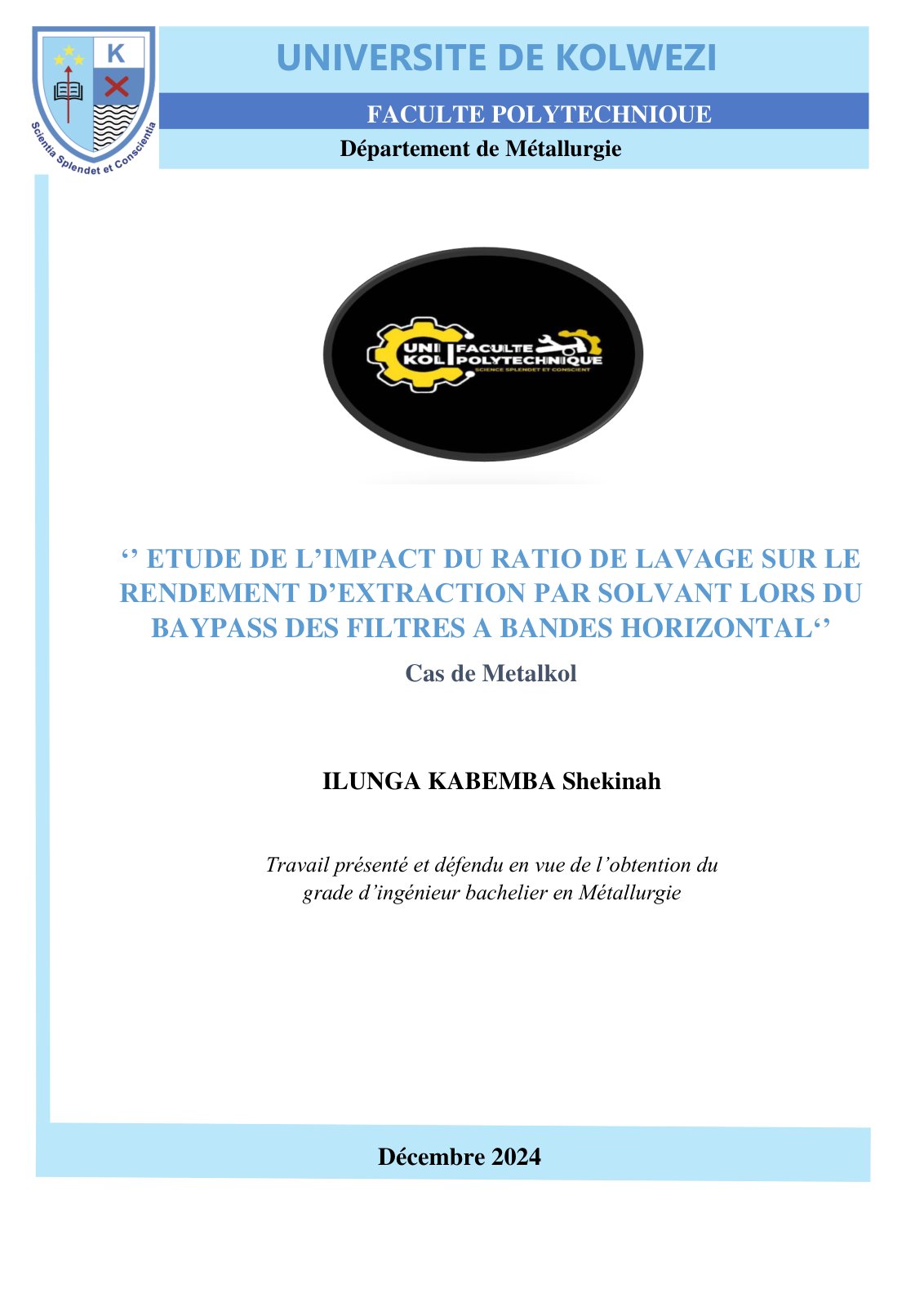 First page of ILUNGA KABEMBA SHEKINAH