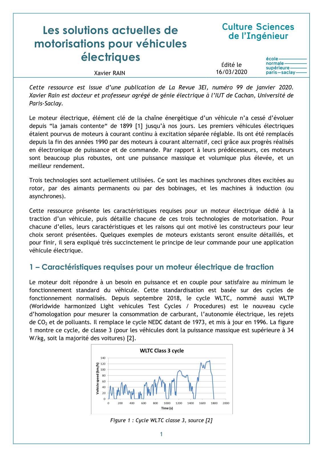 First page of motorisations vehicules electriques (1)